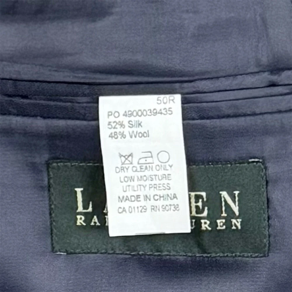 Lauren Ralph Lauren Blazer Sport Coat 50R Blue Silk Wool Birdseye Professional